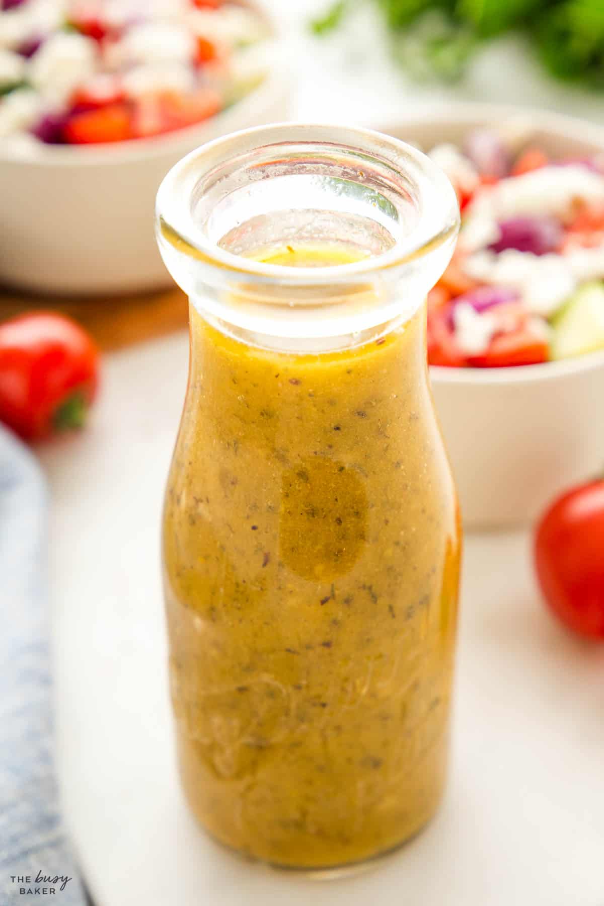 Vinaigrette in a glass container