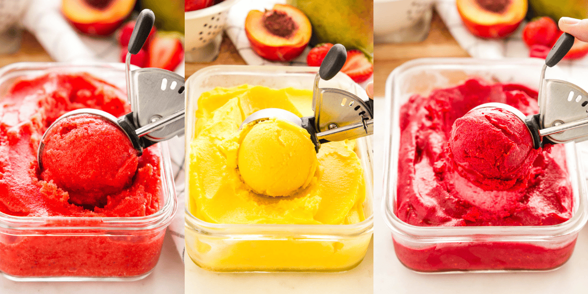 collage image: 3 flavours of sorbet