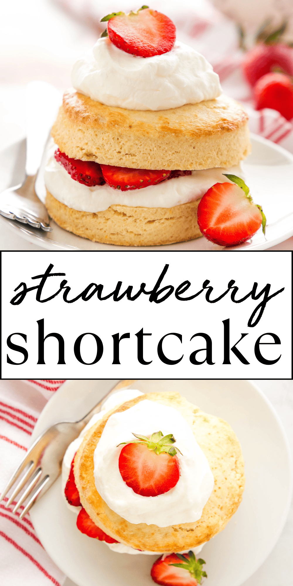 This Strawberry Shortcake recipe is a classic dessert made with a simple homemade moist and fluffy shortcake, sliced macerated strawberries, and whipped cream. Recipe from thebusybaker.ca! #strawberryshortcake #shortcake #strawberrydessert #cake #dessert #strawberrycake #summerdessert via @busybakerblog