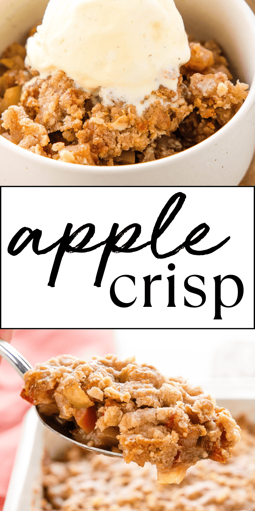 This Easy Apple Crisp recipe is made with fresh chopped apples, warm spices and an simple crispy oat topping - it's the perfect easy dessert! Recipe from thebusybaker.ca! #applecrisp #applecrumble #falldessert #easydessert #easyapplecrisp #appledessert #applerecipes #fallrecipe #fallrecipes via @busybakerblog