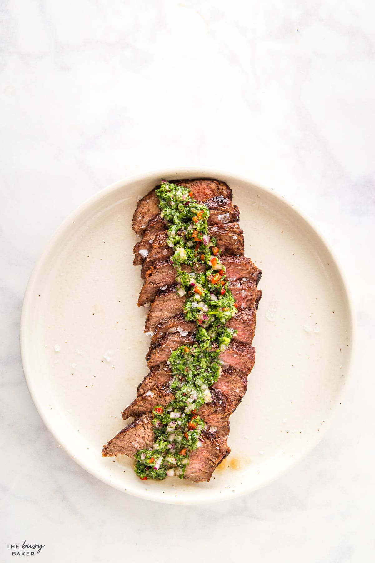 steak with a herb sauce