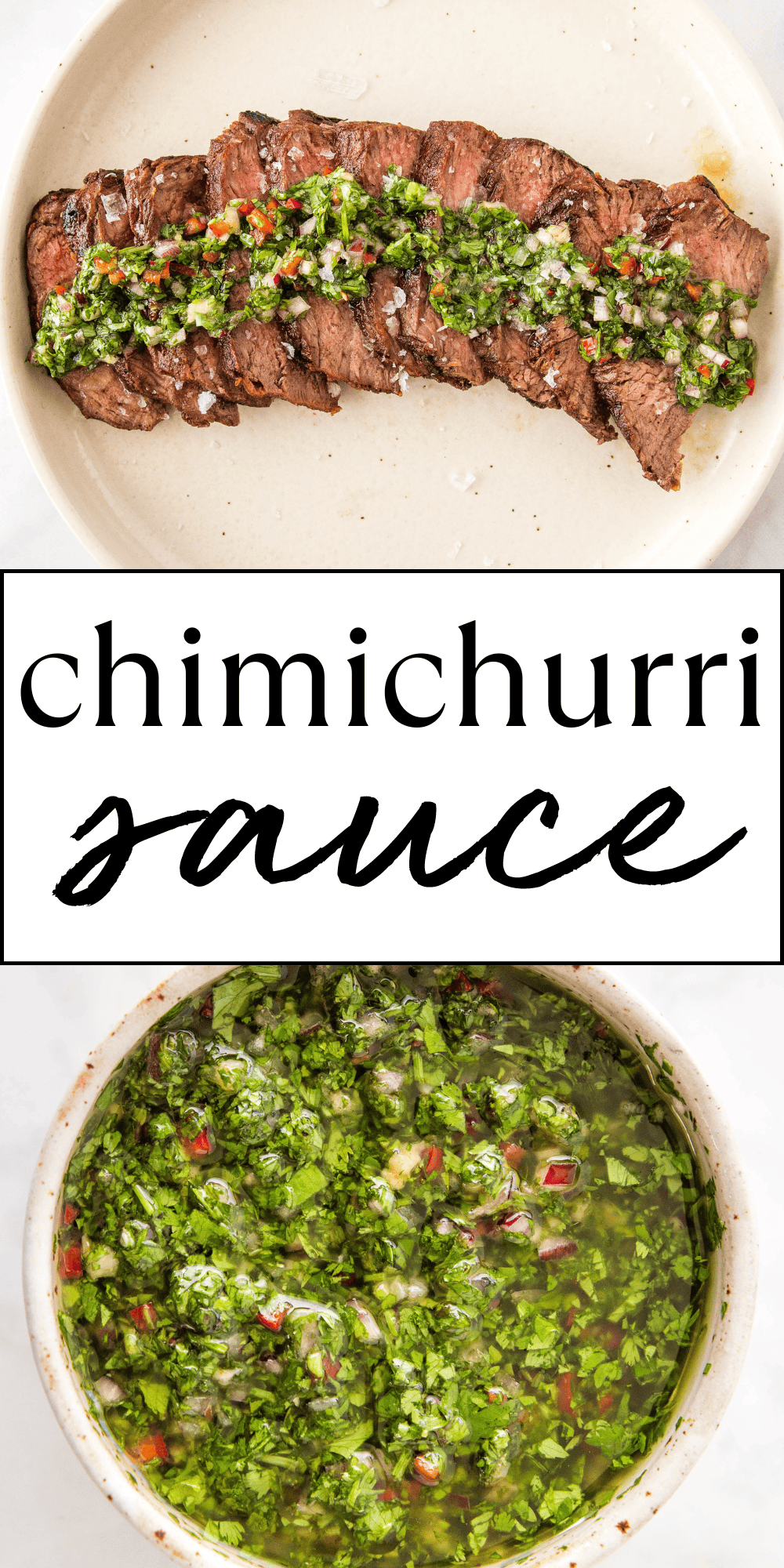 This Chimichurri Sauce recipe is a deliciously refreshing condiment packed with fresh herbs. Serve it with grilled meats or use it as a marinade. Easy to make in minutes! Recipe from thebusybaker.ca! #chimichurri #chimichurrirecipe #chimichurrisauce #saucerecipe #chimichurrisaucerecipe #grilling #steak #marinade #easymarinade via @busybakerblog