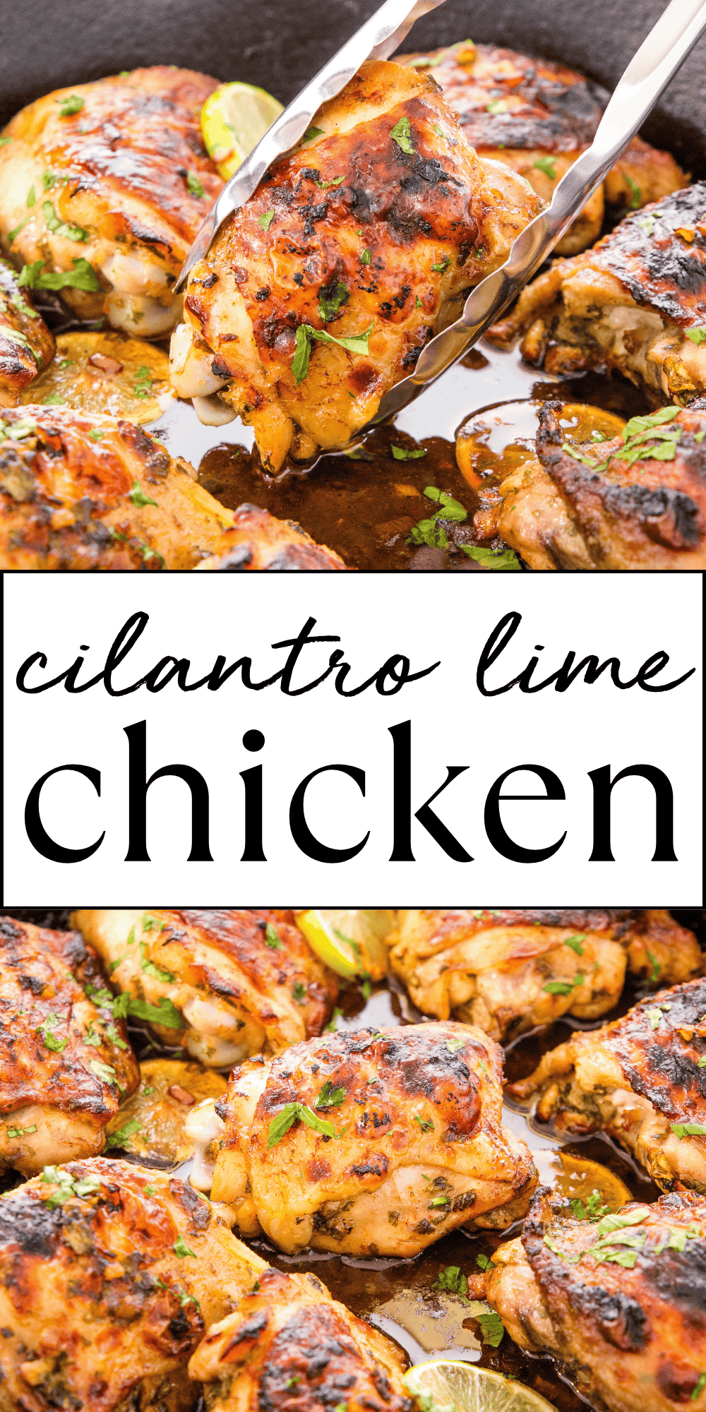 This Cilantro Lime Chicken is juicy & delicious thanks to a simple marinade that's packed with lime & fresh cilantro. Quick & Easy to make! Recipe from thebusybaker.ca! #cilantrolimechicken #chickenrecipe #easychicken #chickenthighs #budgetmeals #cheapdinner #cheapmeals #familymeal #easyfamilymeal via @busybakerblog