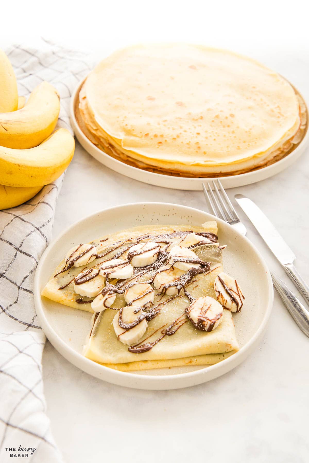 french pancakes with banana and nutella