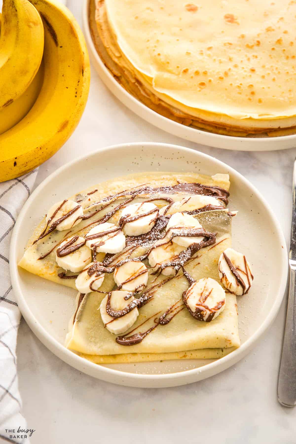 french pancakes with banana and nutella