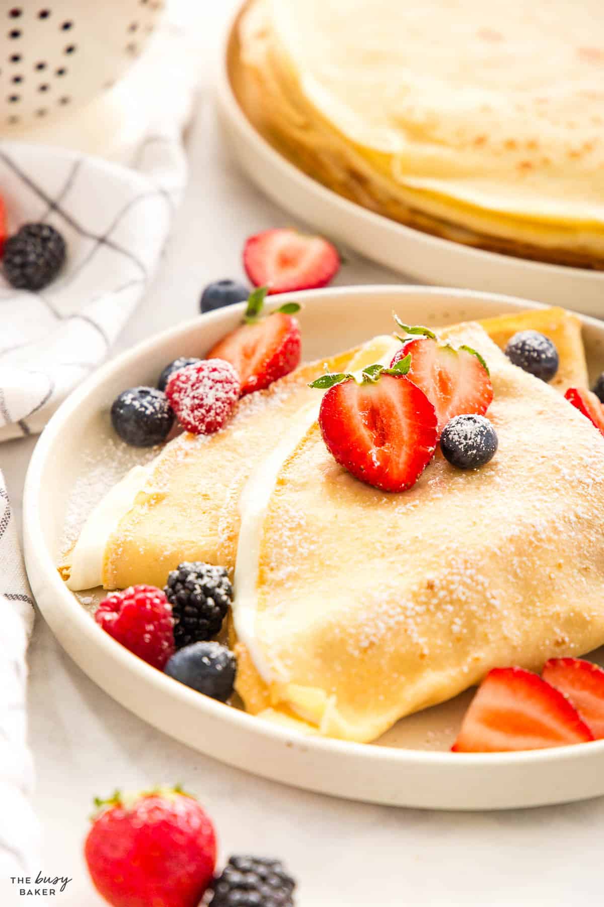 french pancakes with fruit and filling