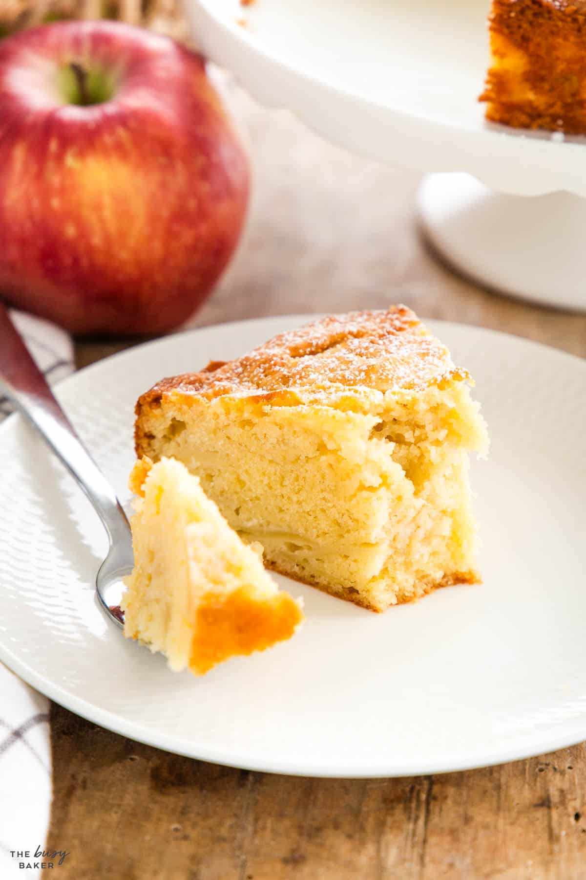 tender slice of French Apple Cake