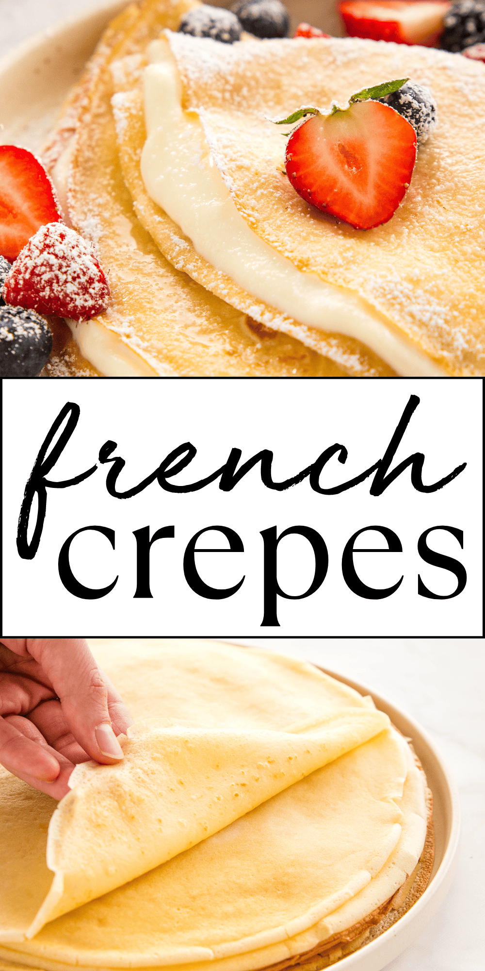 Learn how to make Crepes with our Crepe recipe and tutorial! The BEST soft French-style crepes that are thin & delicate and SO easy to make with our PRO tips and tricks! Recipe from thebusybaker.ca! #creperecipe #crepes #crepesrecipe #howtomakecrepes #frenchcrepes via @busybakerblog