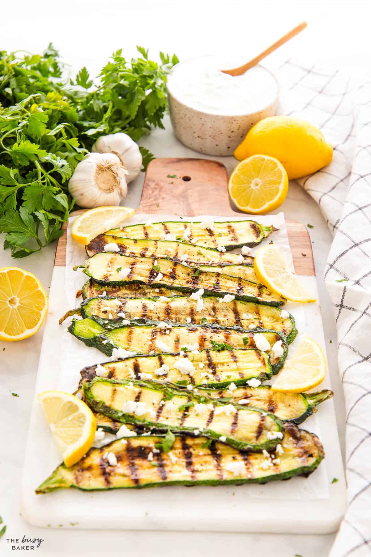 grilled zucchini on a platter