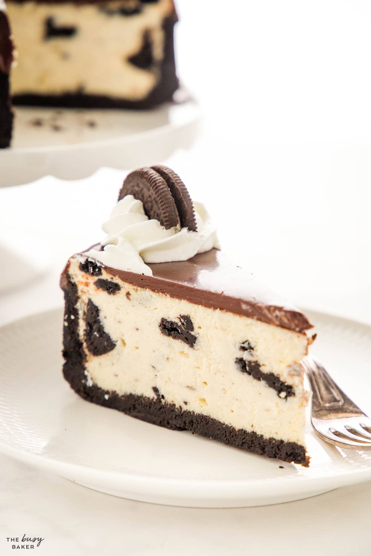 creamy slice of Oreo cheesecake