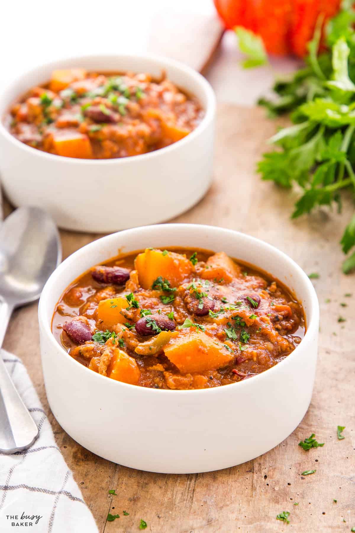 bowl of stew with squash and beans