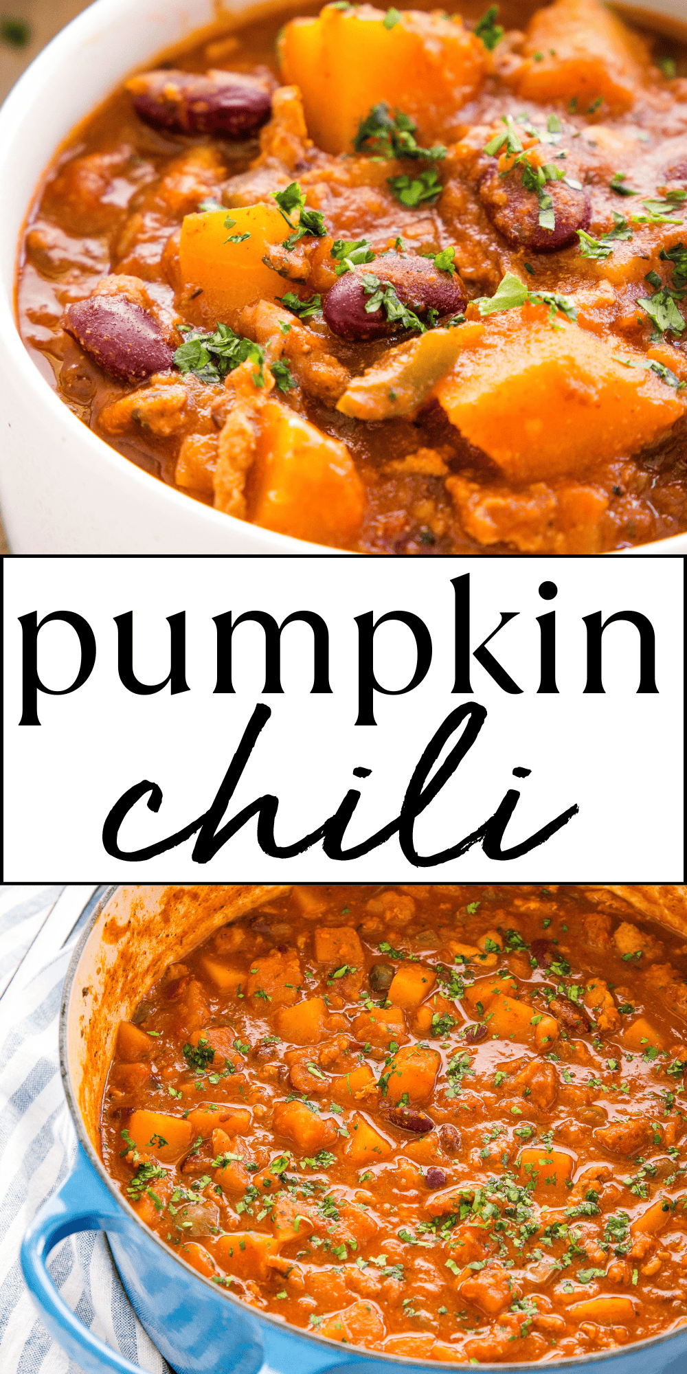 This Turkey Pumpkin Chili recipe is the perfect healthy, warm & comforting fall meal, packed with ground turkey, beans and fresh pumpkin. It's ready in 30 minutes and it's perfect for meal prep! Recipe from thebusybaker.ca! #turkeychili #turkeypumpkinchili #pumpkinchili #pumpkinrecipes #fallrecipes #chilirecipe #chili #pumpkinrecipe #pumpkin #mealprep #familymeal #dinner via @busybakerblog