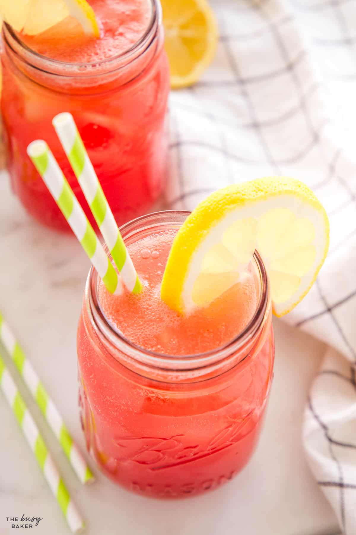 watermelon lemonade in a mason jar