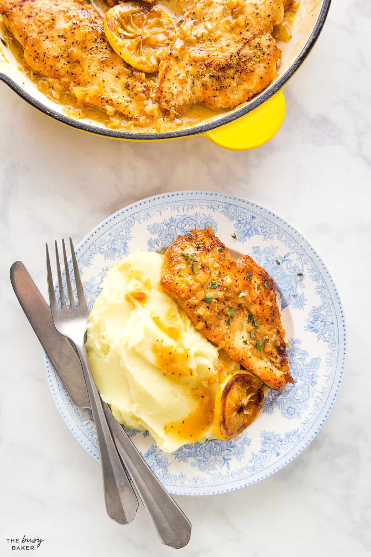 mashed potatoes with chicken and lemon sauce