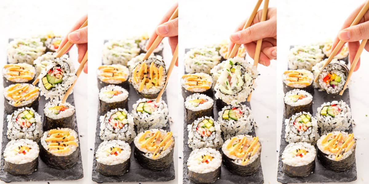 collage of sushi rolls