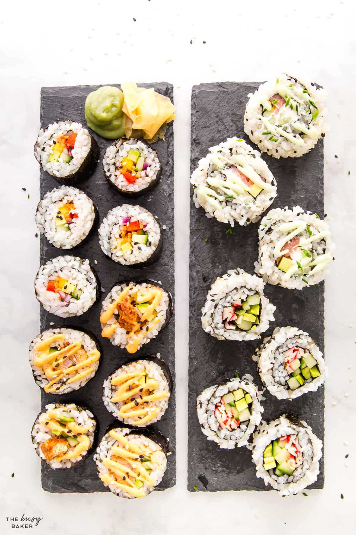 maki sushi and inside out rolls