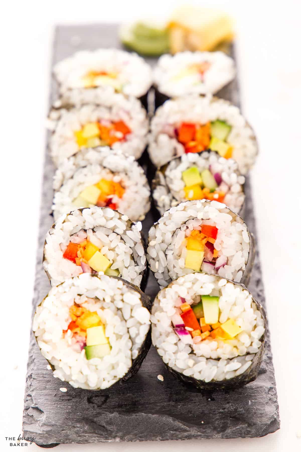 rainbow veggie sushi rolls