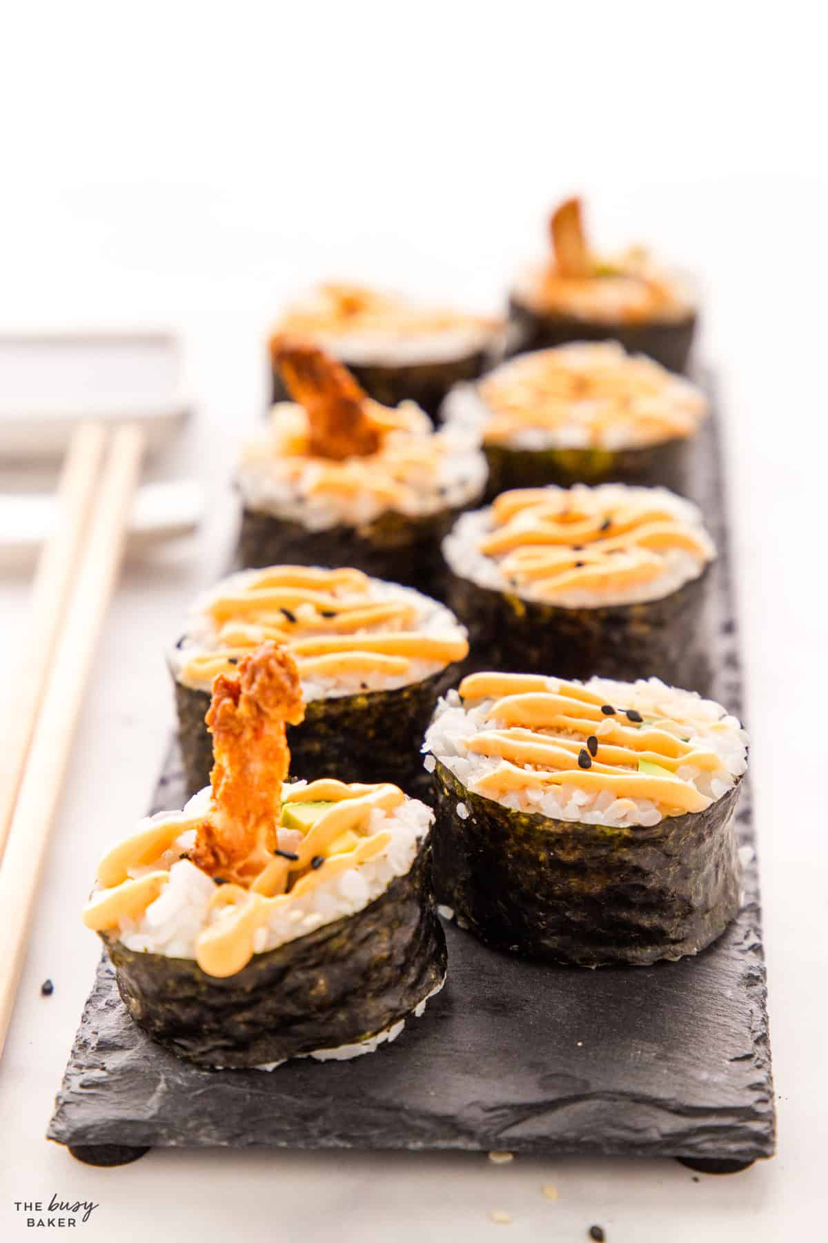 maki sushi dynamite rolls with crispy shrimp