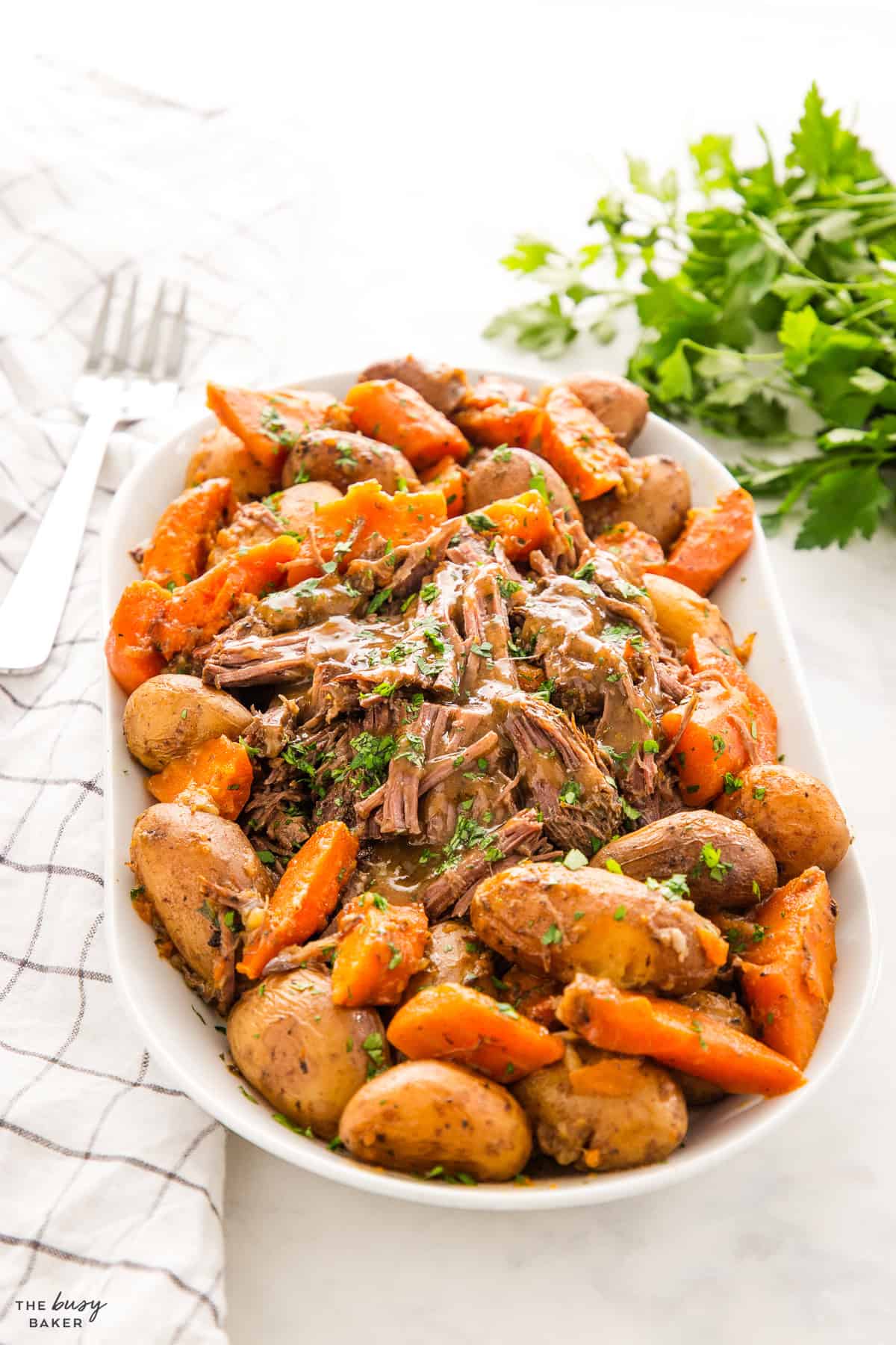 serving platter of pot roast