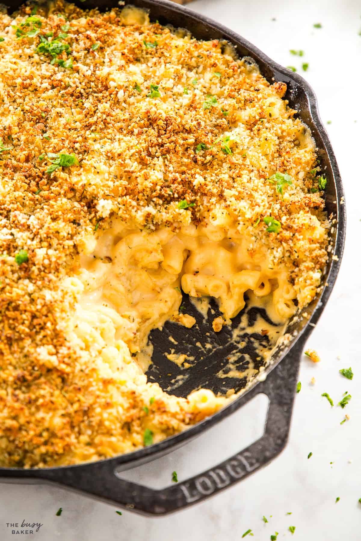 creamy side dish in a cast iron pan