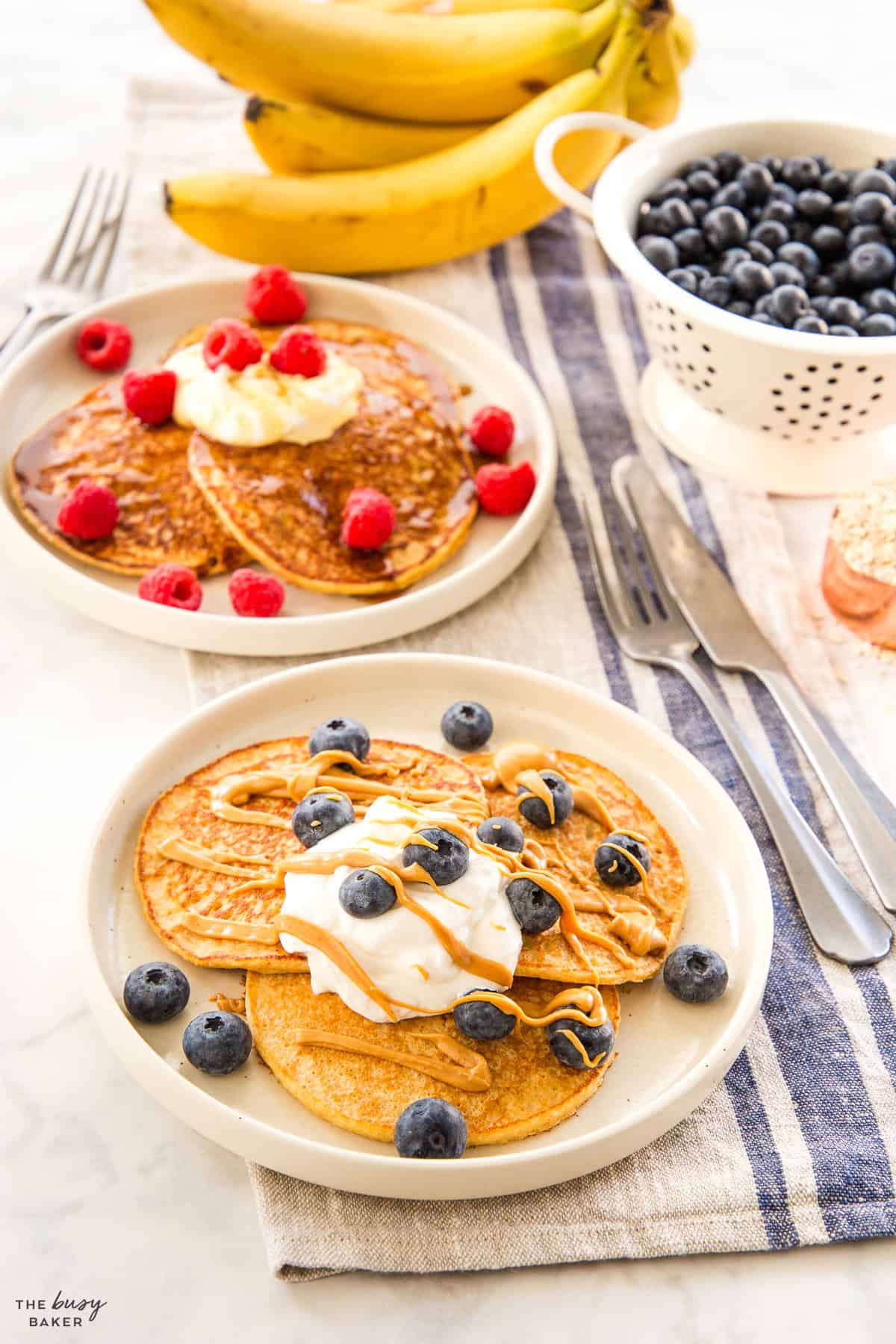 cottage cheese pancakes with blueberries