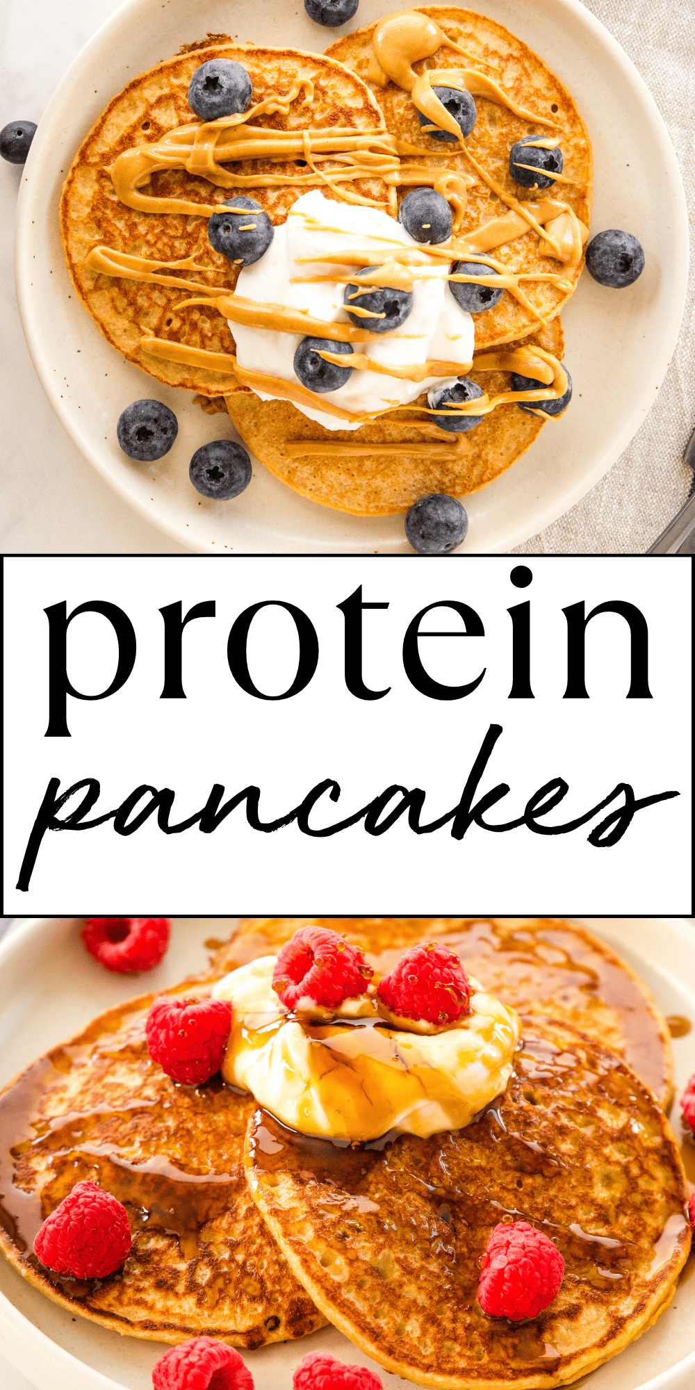 This Protein Pancake recipe is the best healthy high-protein breakfast - gluten-free protein pancakes with 30 grams of protein per serving and NO protein powder - only fresh, whole food ingredients. Serve them with fresh fruit and Greek yogurt for even more protein! Recipe from thebusybaker.ca! #proteinpancakes #healthypancakes #proteinpancakerecipe #proteinpancakesrecipe #proteinbreakfast #proteinrecipe #highproteinbreakfast #highproteinrecipe #fitnessbreakfast #fitnessrecipe via @busybakerblog