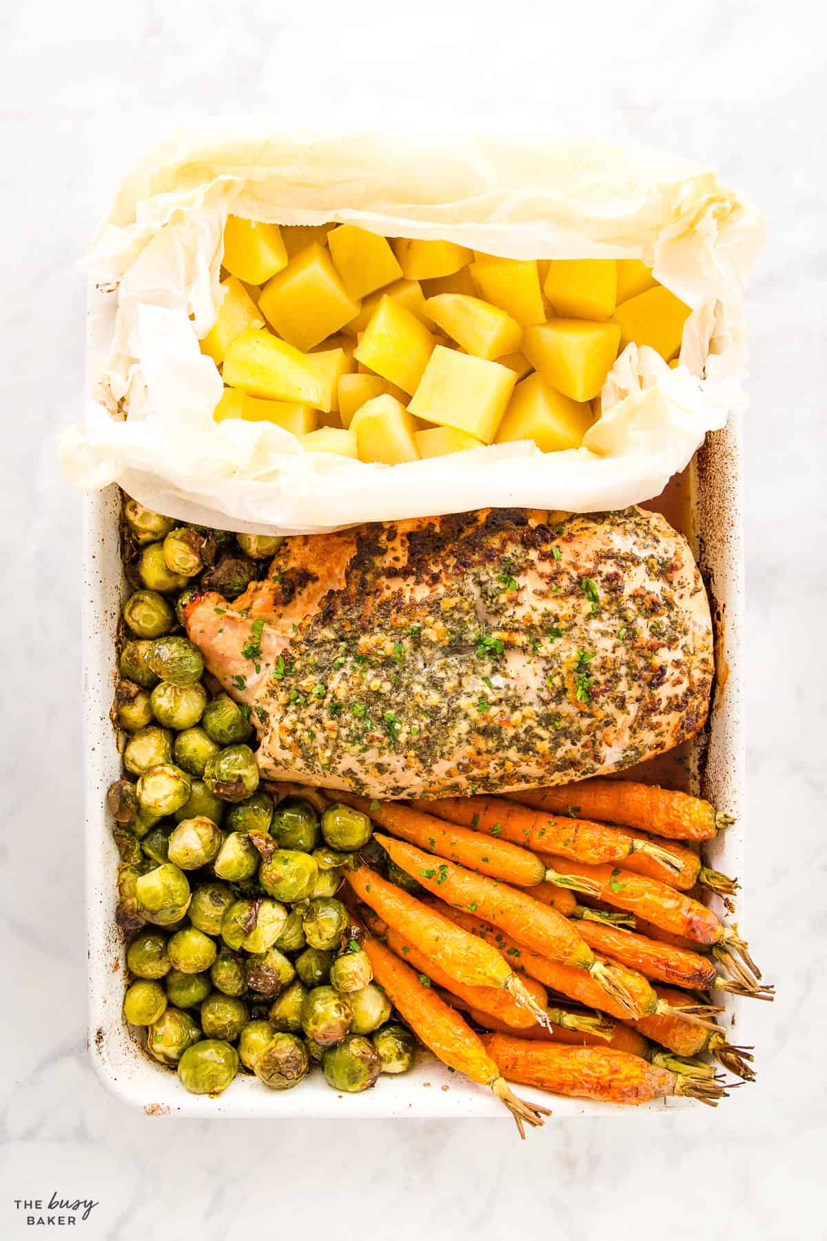 roast turkey dinner with mashed potatoes and vegetables