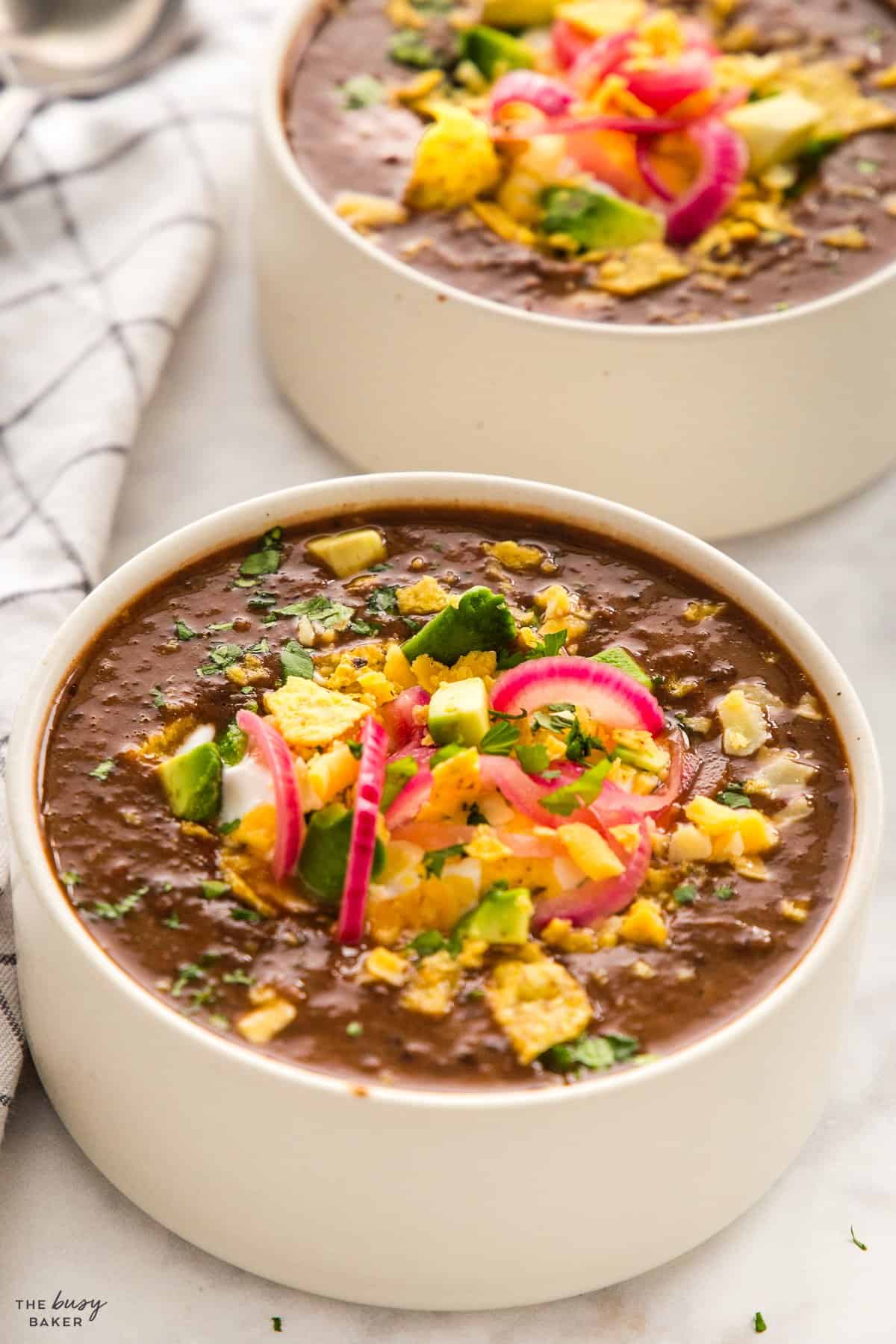 bowl of black bean soup