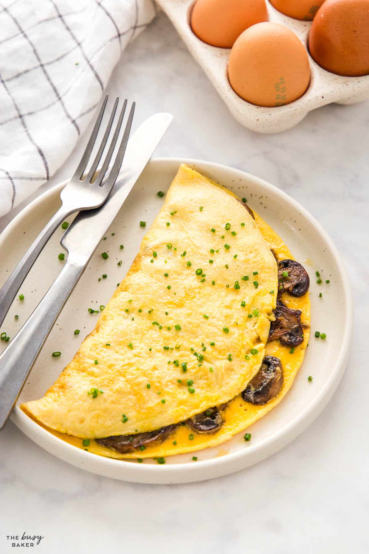 French omelette with mushrooms