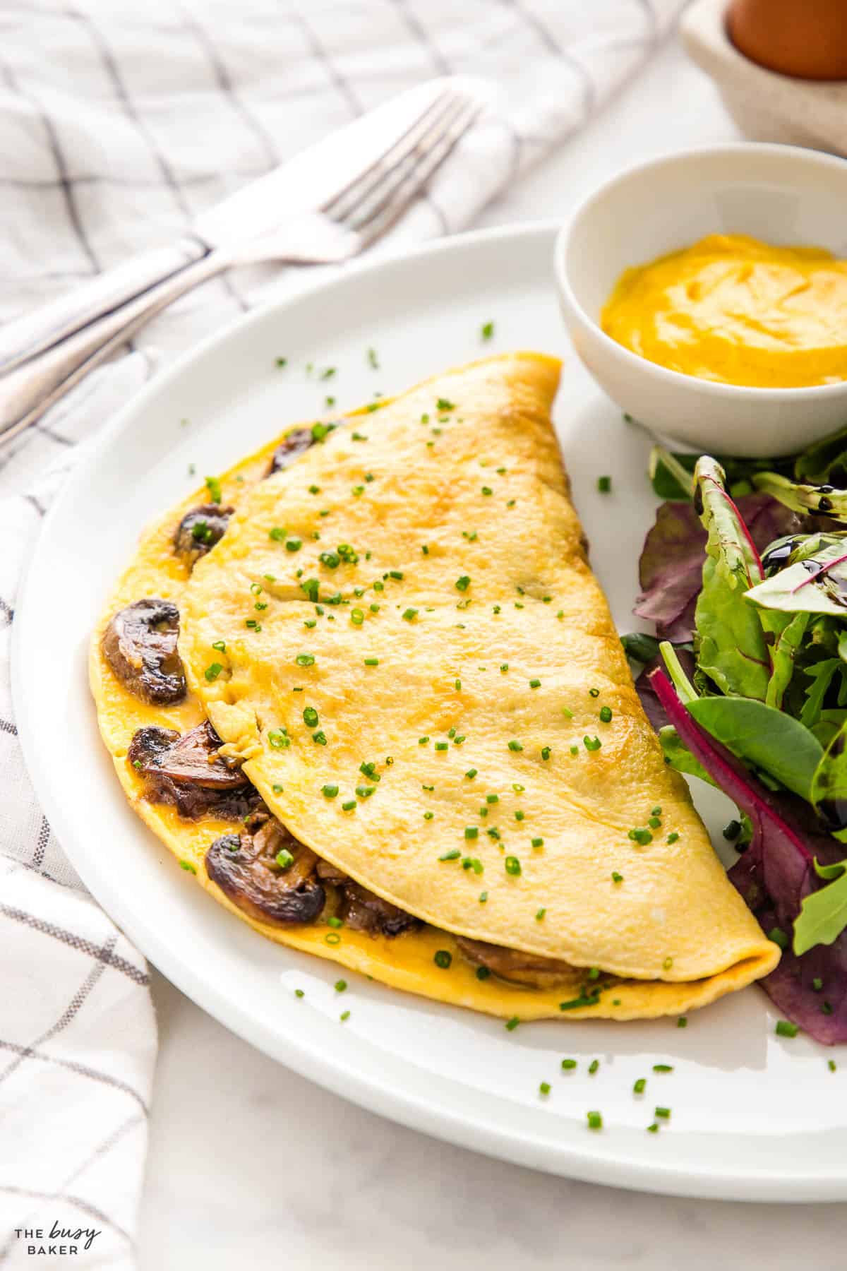 Parisian egg dish with mushrooms and chives