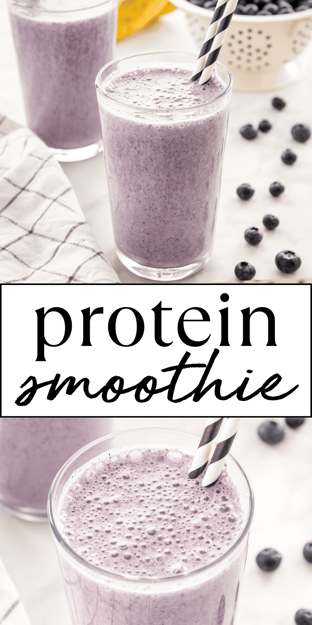 This Protein Smoothie recipe is the BEST homemade protein shake recipe with 44 grams of protein per serving! The perfect high-protein on-the-go breakfast! Recipe from thebusybaker.ca! #proteinsmoothie #proteinshake #proteinsmoothierecipe #proteinshakerecipe #highprotein #proteinbreakfast #easybreakfast #fitnessrecipe #proteinfitness #preworkout #postworkout via @busybakerblog