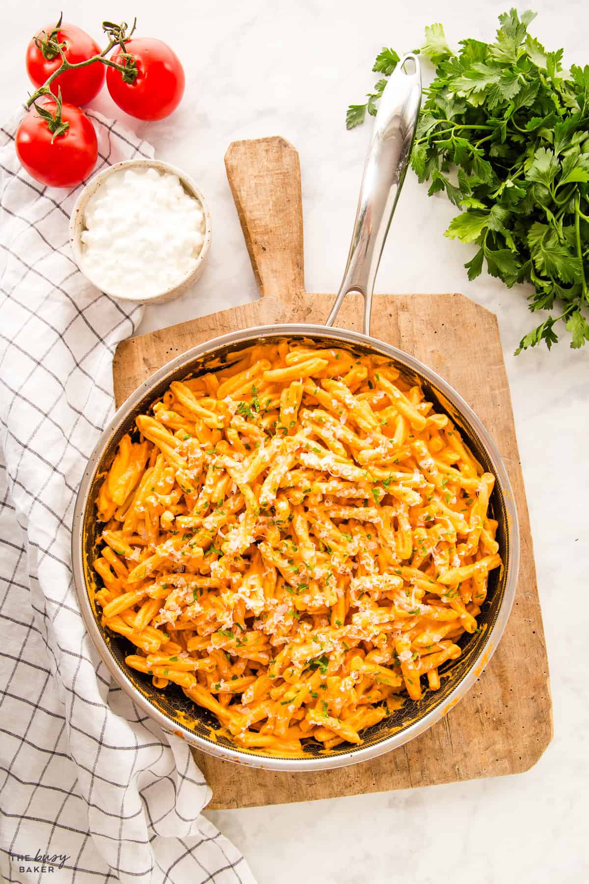 pan with penne with rose sauce