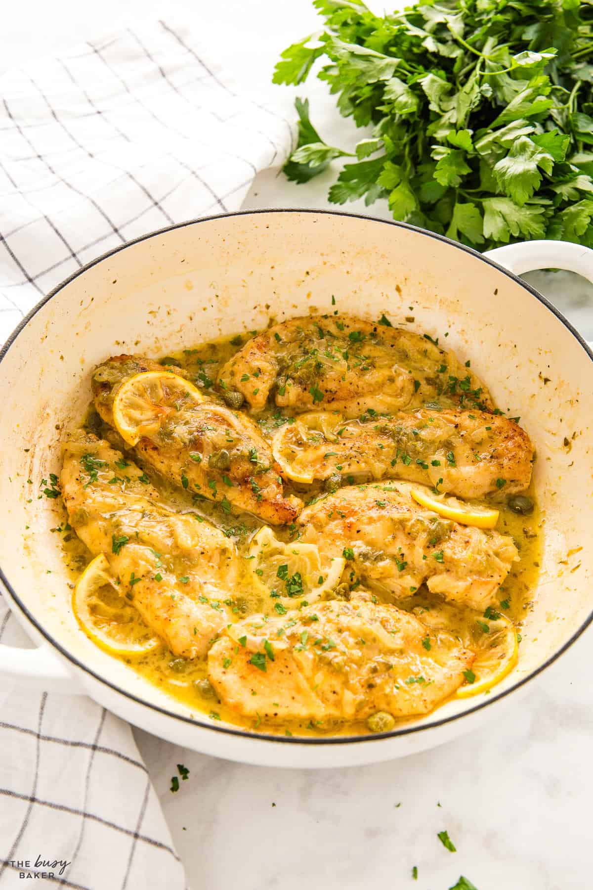 chicken piccata in a pan