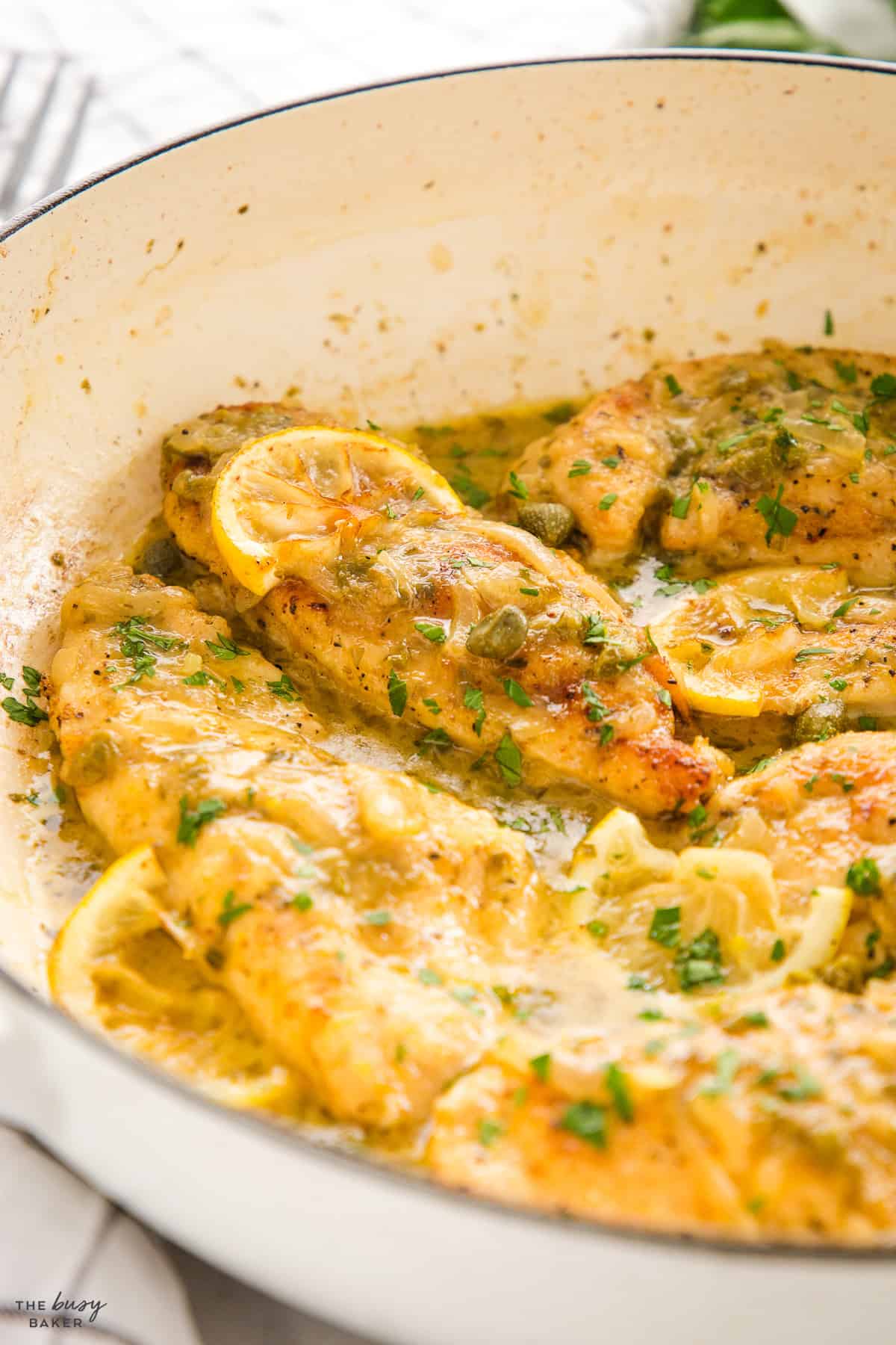 pan of chicken piccata