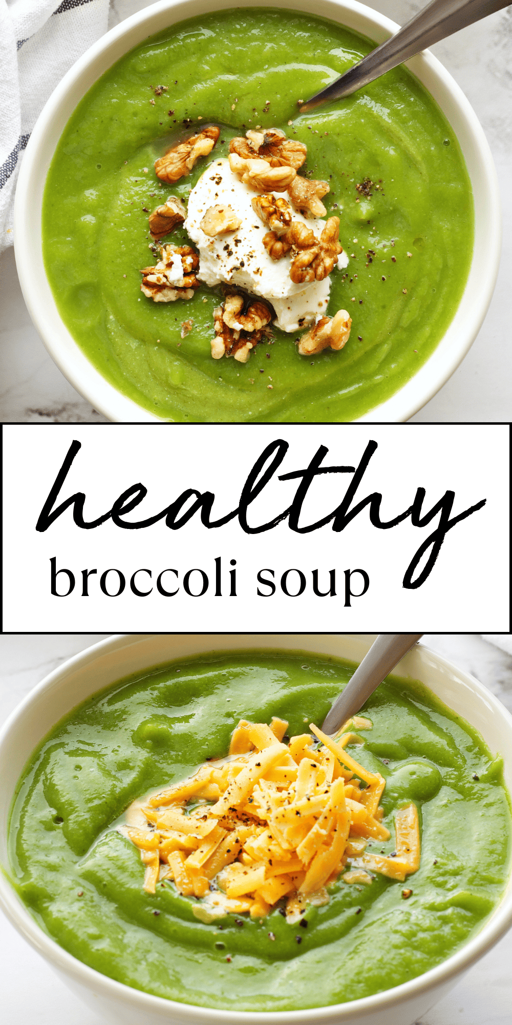 This Healthy Broccoli Soup is the perfect easy healthy recipe! Just 3 simple ingredients and a blender is all you need! Recipe from thebusybaker.ca! #broccolisoup #healthysoup #healthyrecipes #health #fitness #lowcalorie #diet #veggies #vegetablesoup #healthybroccolisoup #recipe via @busybakerblog