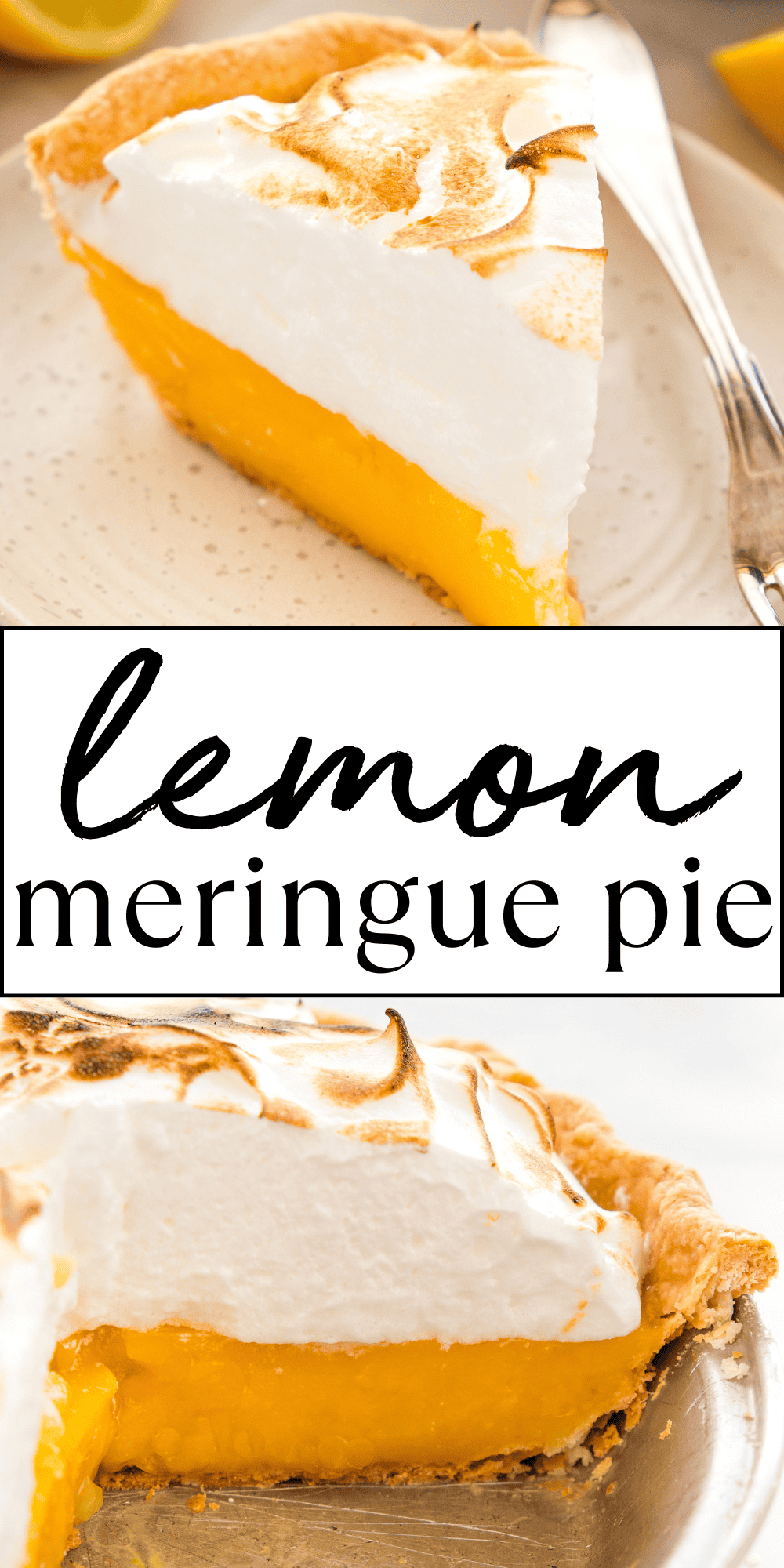 This Lemon Meringue Pie recipe is the BEST classic dessert made with an easy homemade lemon pie filling and fluffy meringue! Follow our full tutorial with PRO tips for a no-fail lemon pie that turns out perfectly every single time! Recipe from thebusybaker.ca! #lemonmeringuepie #lemonpie #lemondessert #easylemonpie #howtomakelemonpie #howtomakelemonmeringuepie #lemondesserts #dessertrecipe #homemade #baking #lemon via @busybakerblog