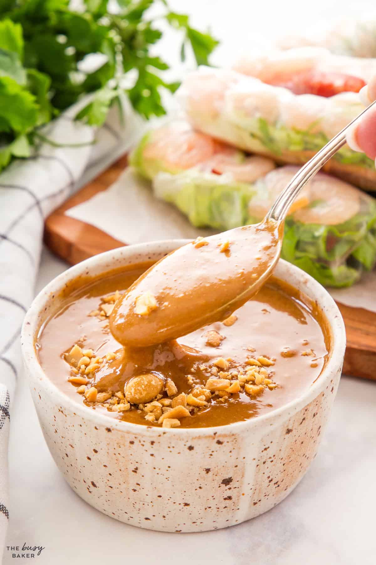 spoonful of peanut sauce