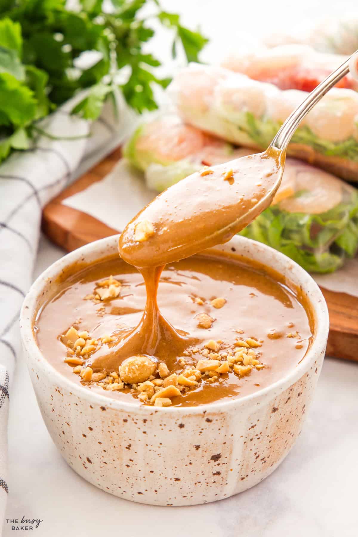 spoonful of creamy peanut sauce