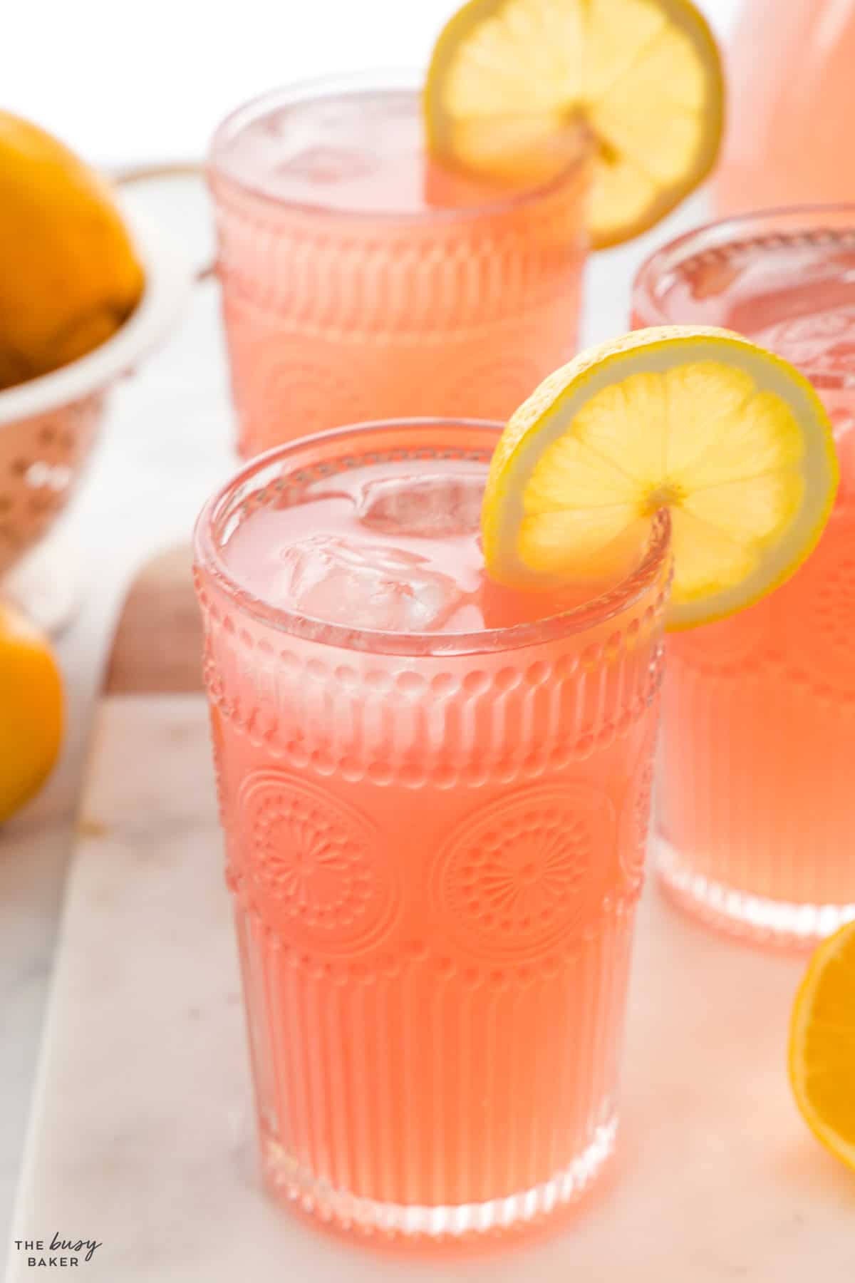glass of pink lemonade