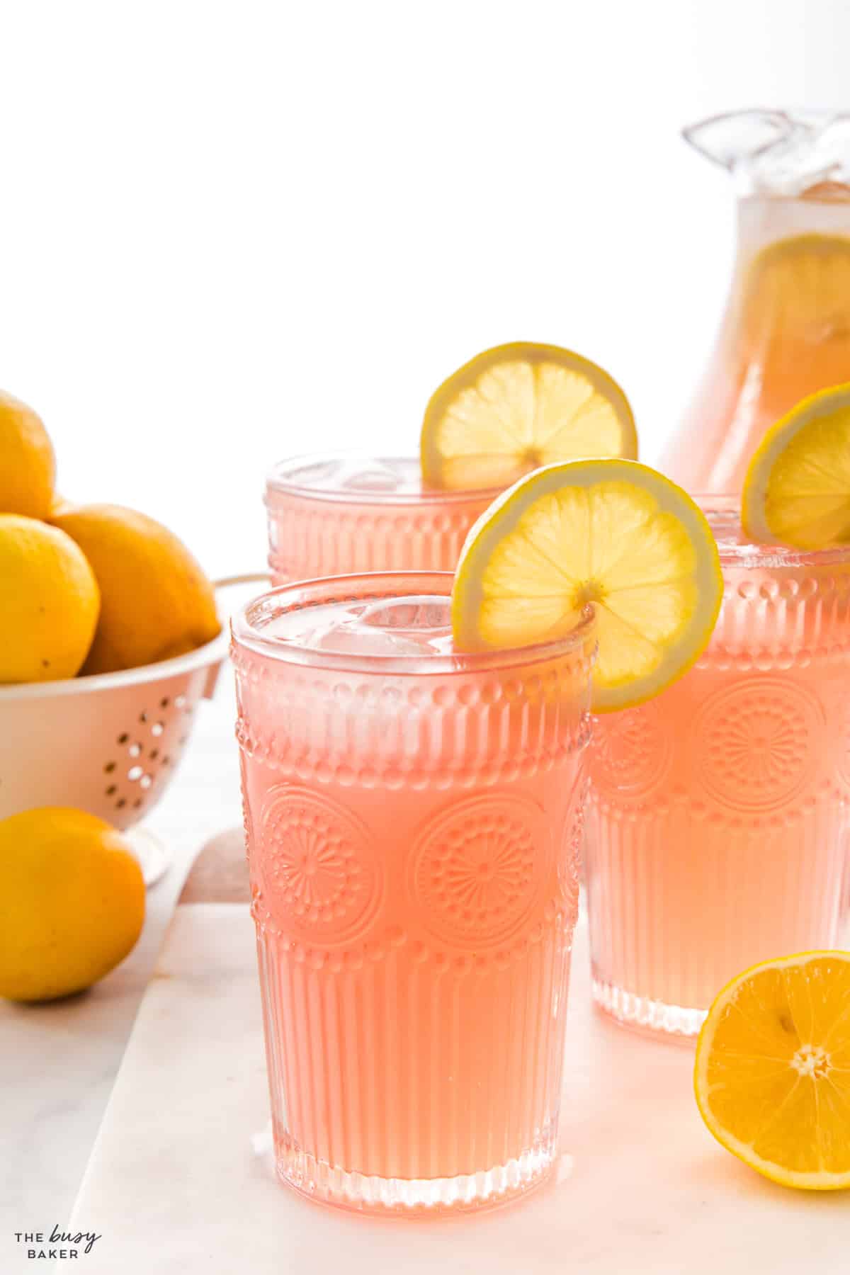 glass of pink lemonade