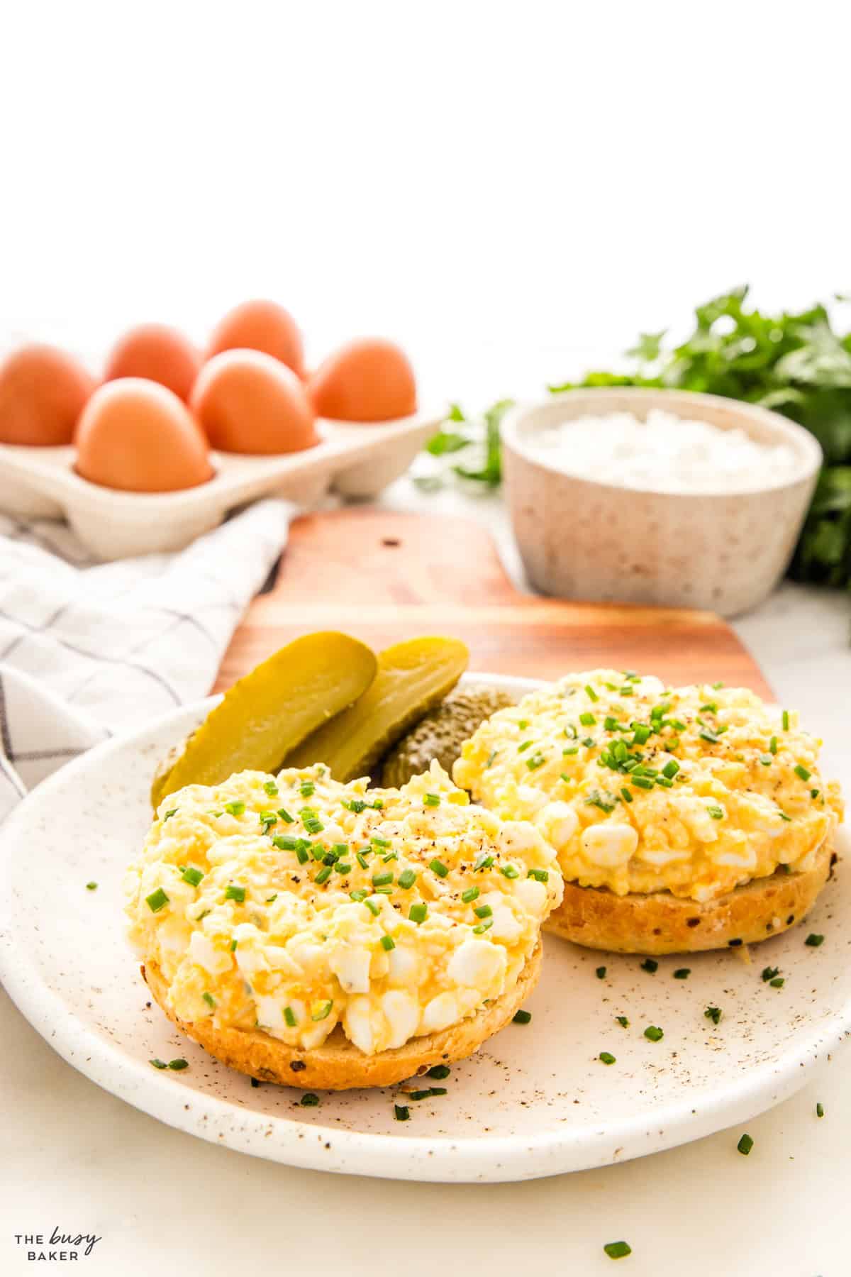 cottage cheese egg salad on a bagel