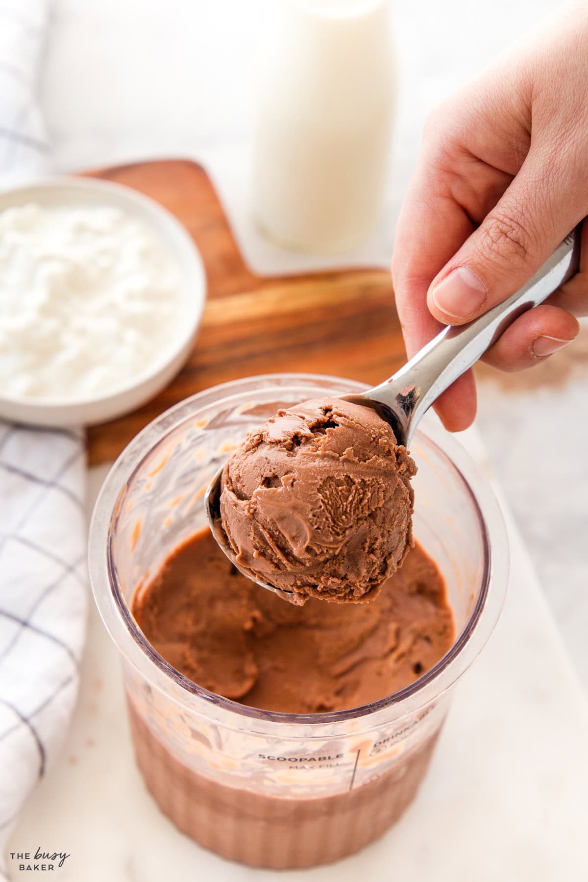 chocolate cottage cheese ice cream scoop