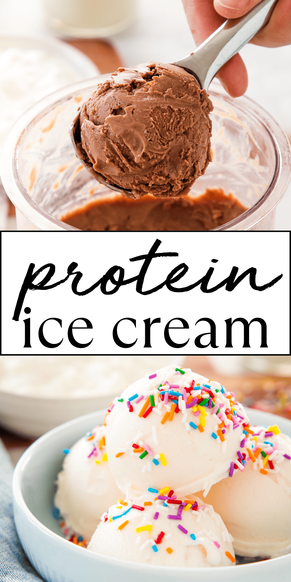 This Protein Ice Cream recipe is an easy, healthy dessert with 45 grams of protein per serving! The best cottage cheese protein ice cream made with protein powder - make it with OR without the Ninja Creami! Recipe from thebusybaker.ca! #ninjacreami #creamiicecream #proteinicecream #fitness #fitnessrecipe #lowfat #highprotein #proteinrecipe #cottagecheeseicecream #ninjacreamirecipes #creamirecipe #healthy via @busybakerblog