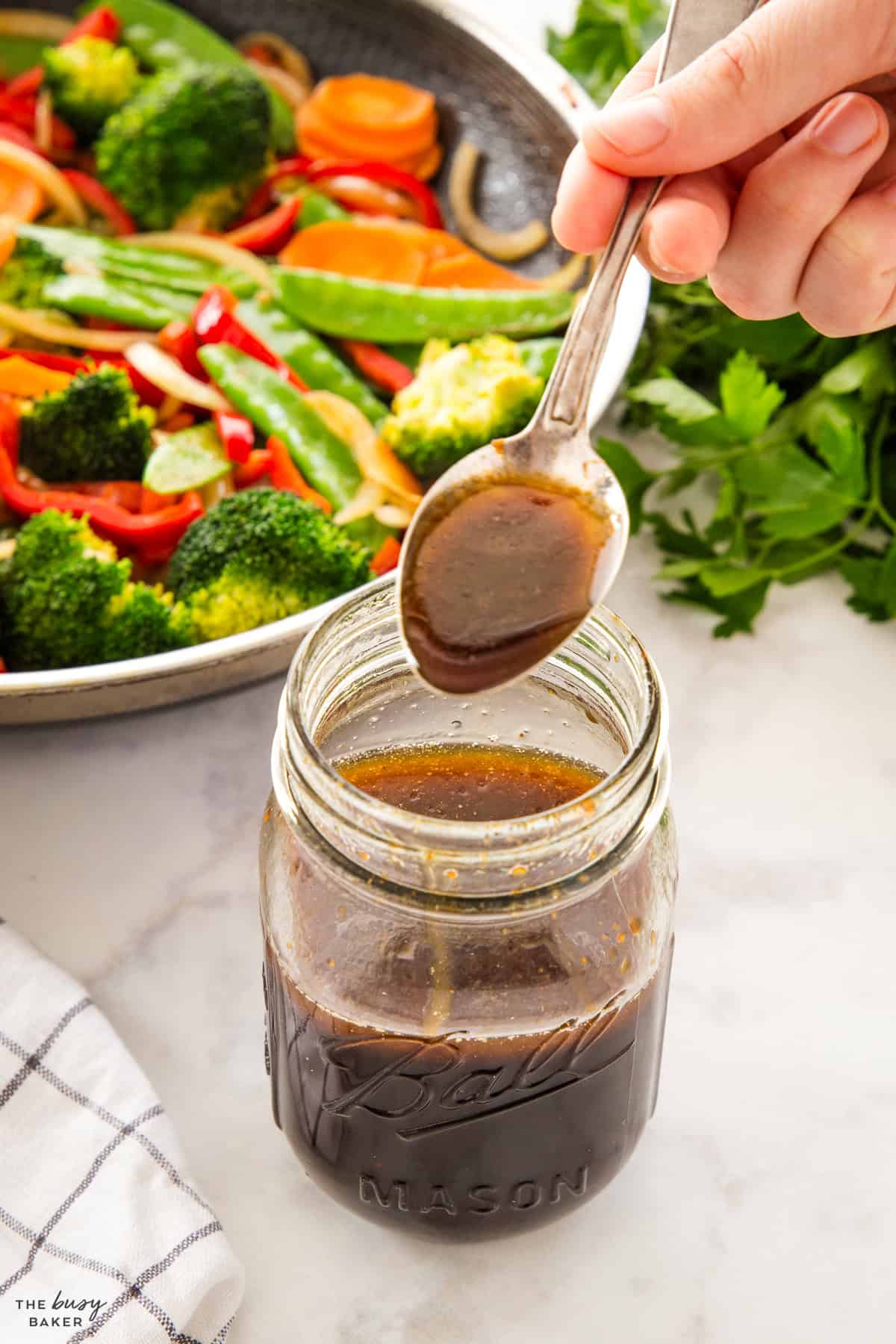 stir fry sauce in a mason jar