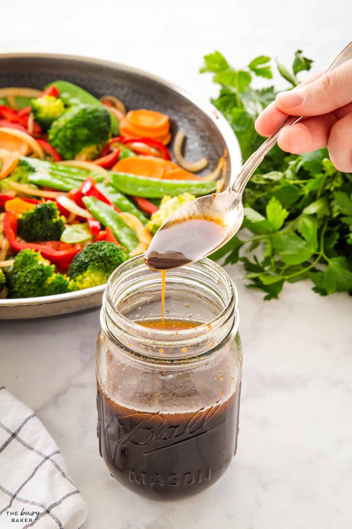 stir fry sauce in a mason jar