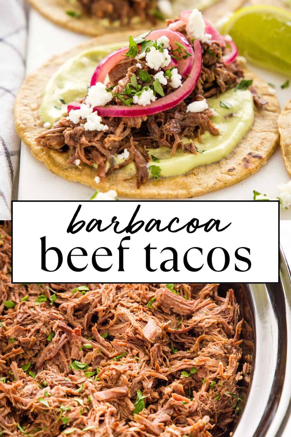 This Beef Barbacoa Tacos recipe is the best easy slow cooker beef barbacoa - tender shredded beef tacos that are so easy to make, with SO much flavour! Serve this slow cooker shredded beef on tacos, in burritos, quesadillas, or over rice with your favourite toppings. Recipe from thebusybaker.ca! #shreddedbeef #shreddedbeeftacos #beeftacos #beefbarbacoa #barbacoabeeftacos #mexicanbeeftacos #slowcookerbeef #slowcookertacos via @busybakerblog