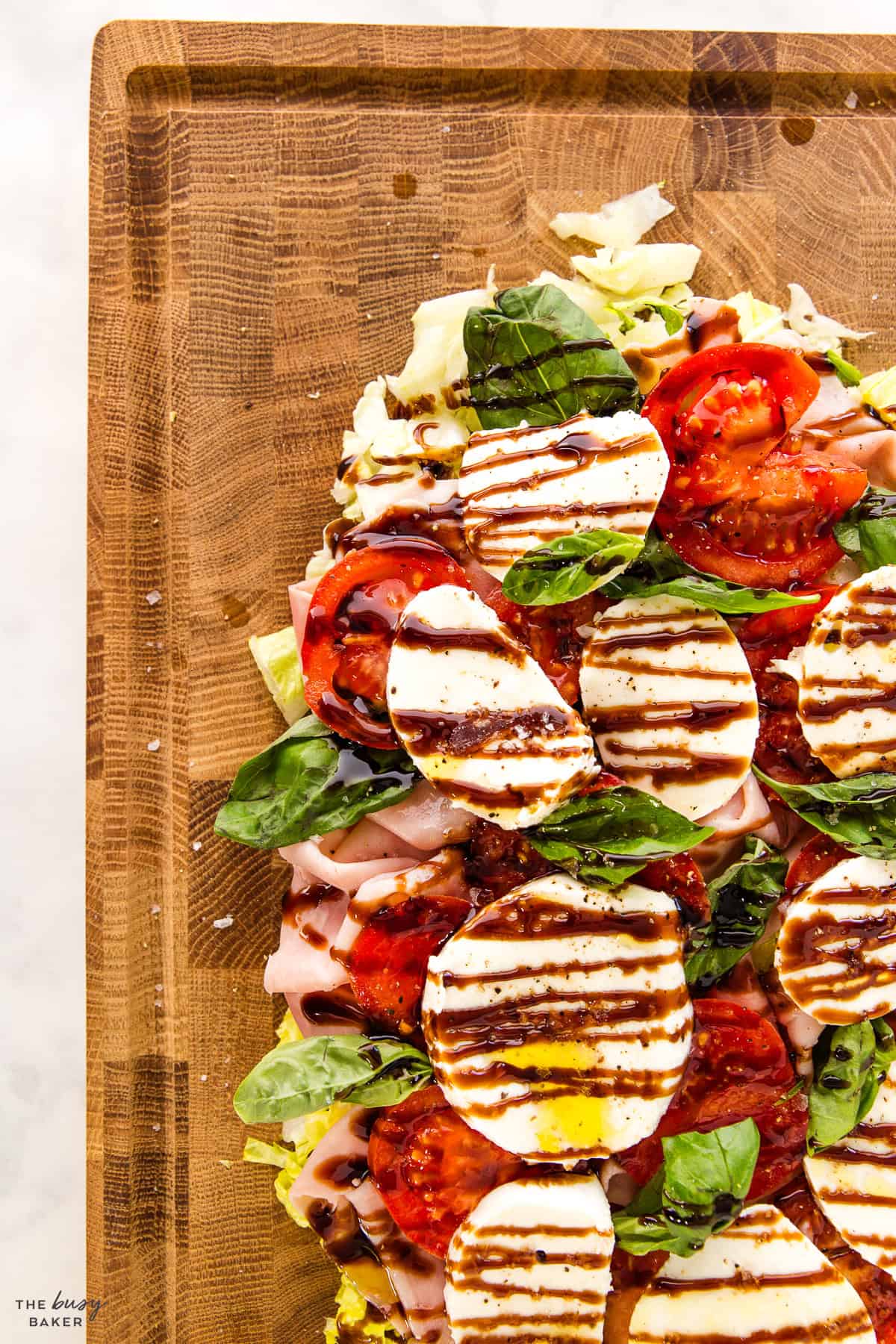 Italian style salad on a board
