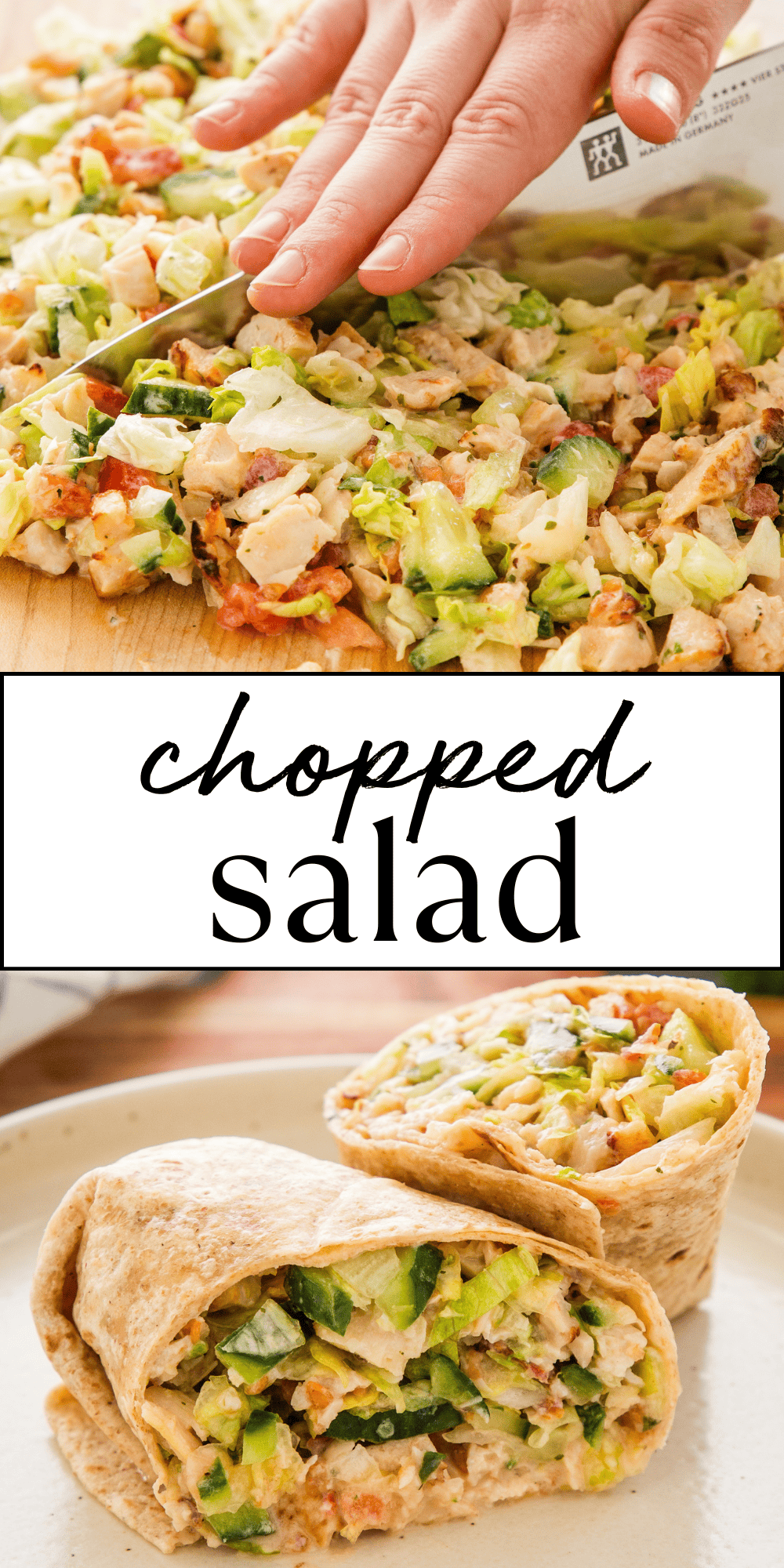 This Chopped Salad recipe is the perfect easy lunch solution - make your own chopped salad exactly how you like it and enjoy it as a filling for wraps or sandwiches. Great for picnics and make-ahead lunches! Recipe from thebusybaker.ca! #protein #choppedsalad #chopsalad #choppedsaladrecipe #mealprep #mealpreplunch #mealpreprecipe #lunch #makeahead #picnic via @busybakerblog