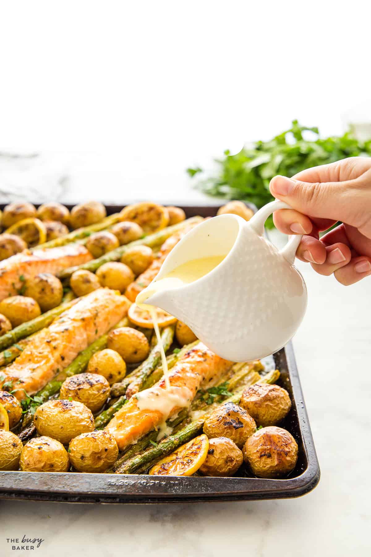 lemon butter sauce for salmon sheet pan dinner