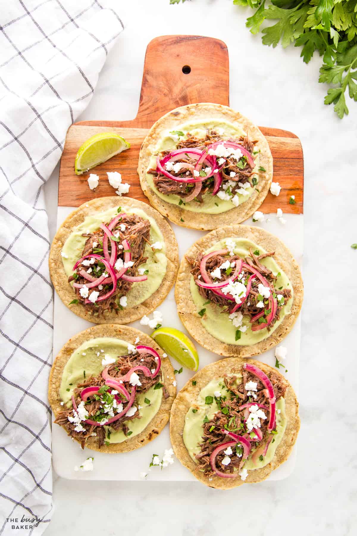 beef tacos on a serving board